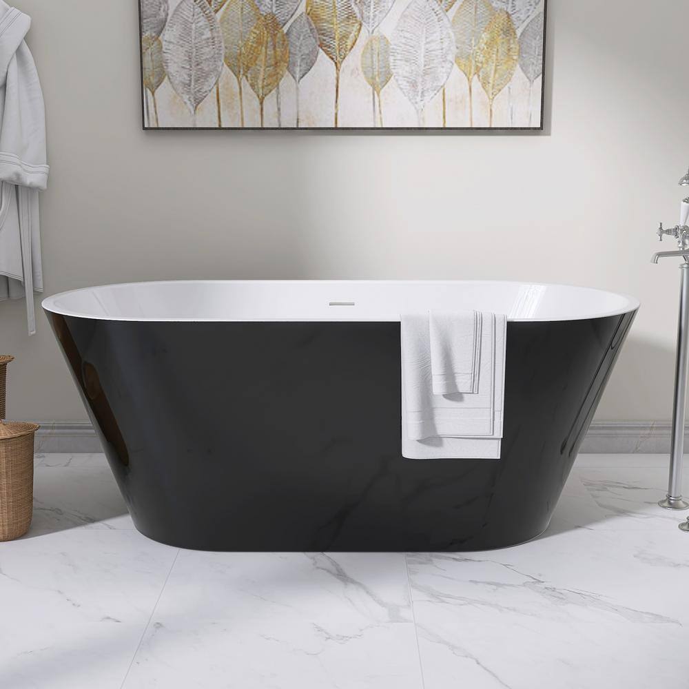 Getpro 59 In. X 29.5 In. Oval Free Standing Soaking Bath Tub Flat ...