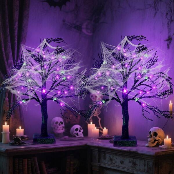 OGETFUUR 2-Pices 18 in. Artificial Halloween Black Spooky Tree