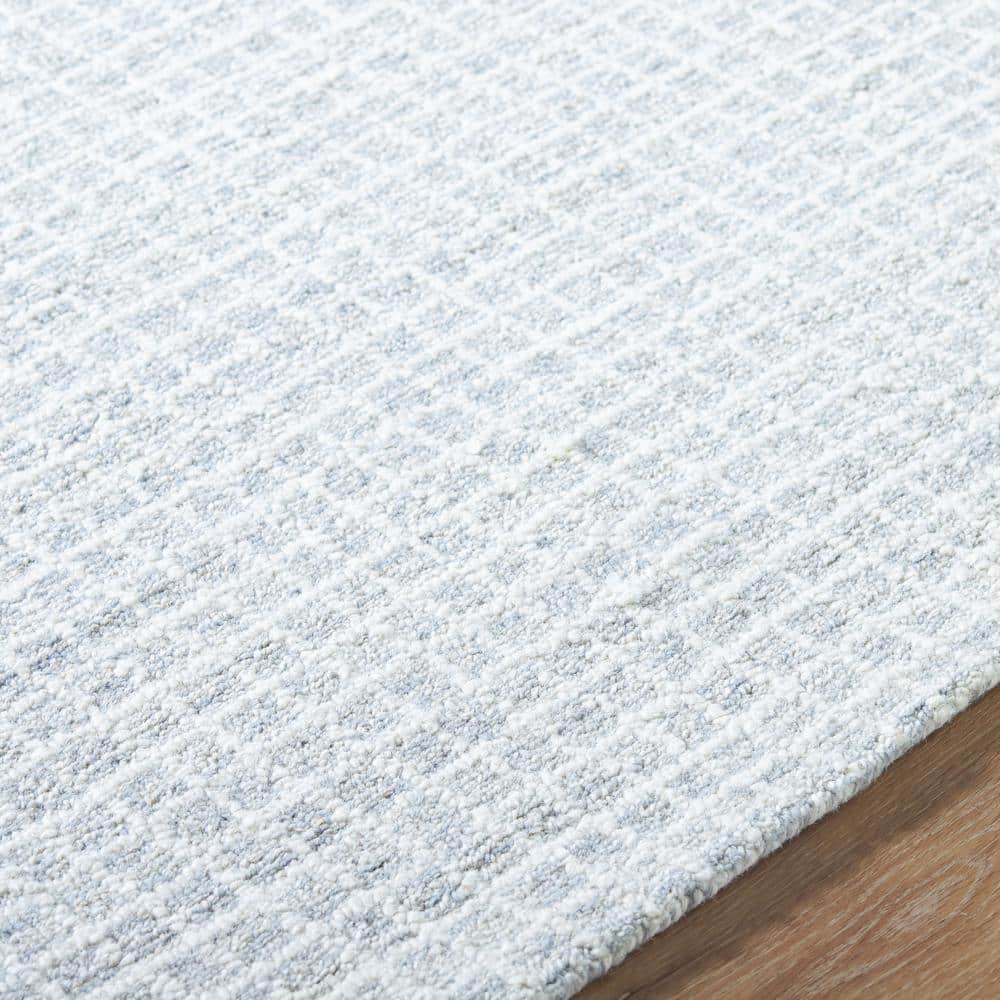 Pale Blue Wool Hand-Tufted Rectangular 10' x 14' Area Rug