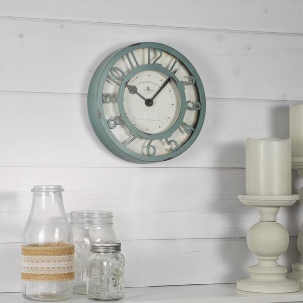 FirsTime & Co. 8 in. Sage Raised Wall Clock