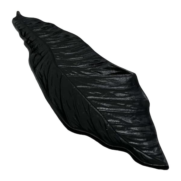 Black 21 in. x 7 in. Aluminum Long Leaf Decorative Metal Tray