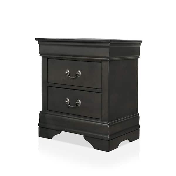 Furniture of America Alarcon 2-Drawer Gray Nightstand (23.75 in. H x 21.63 in. W x 15.75 in. D)