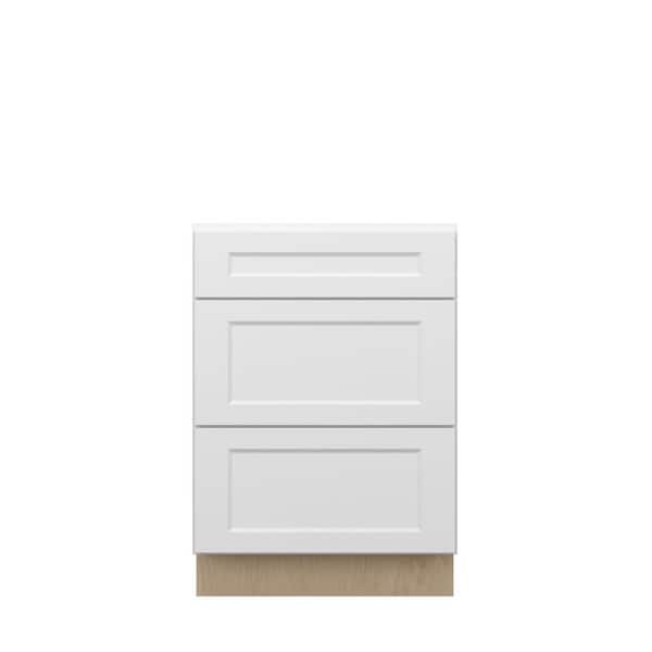 Norfolk Shaker 24 in. W x 34.5 in. H x 24 in. D in Painted White Plywood Assembled Drawer Base Cabinet