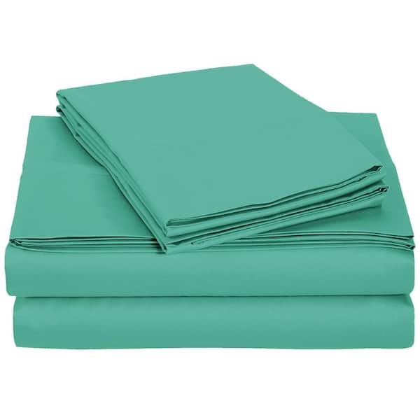 Harper Lane Monroe Solid 4-Piece Microfiber Aqua Queen Sheet Set