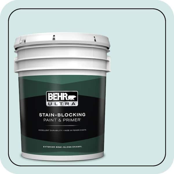 BEHR ULTRA 5 gal. #T14-5 Sky Blue Semi-Gloss Enamel Exterior Paint & Primer