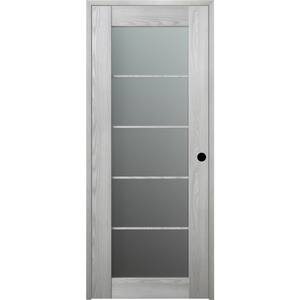24 in. x 84 in. Vona Left-Hand Solid Composite Core 5-Lite Frosted Glass Ribeira Ash Wood Single Prehung Interior Door