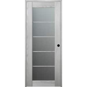 28 in. x 84 in. Vona Left-Hand Solid Composite Core 5-Lite Frosted Glass Ribeira Ash Wood Single Prehung Interior Door