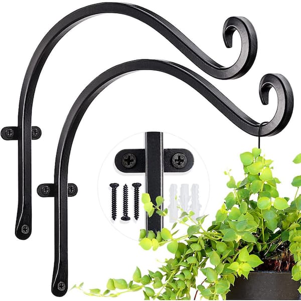 Ceiling Hooks for Hanging Plants Wrought Iron Decorative Durable Thick Heavy-Duty (2-Pack)