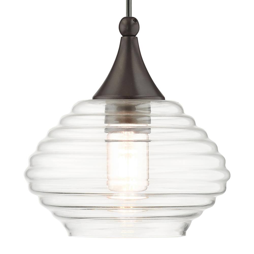 English Bronze Mini Globe Pendant with Clear Glass Shade