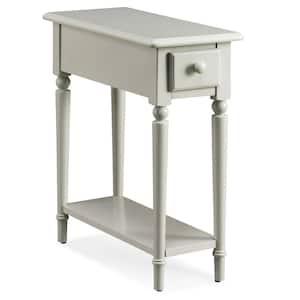 Coastal Notions 24 in. Silky Painted Greige Narrow Chairside Table with Shelf