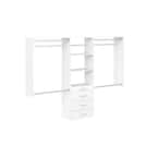Modern Raised Ultimate 60 in. W - 96 in. W White Wood Closet System