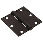 3-1/2 in. Black Residential Door Hinge with Square Corner Removable Pin Full Mortise (9-Pack)