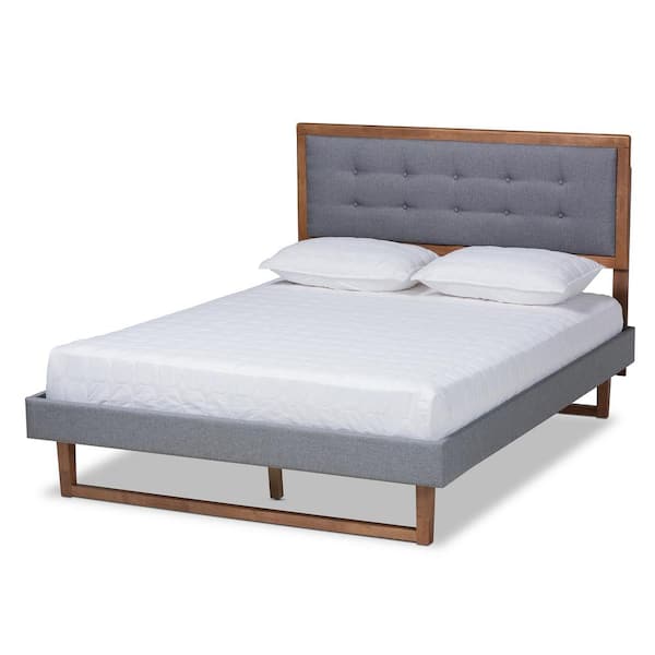 Baxton Studio Emele Dark Grey Ash Walnut Queen Platform Bed 164