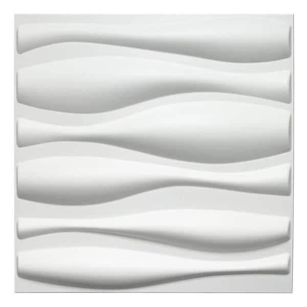 Art3d 19.7 in. x 19.7 in. White PVC 3D Wall Panels Wave Wall Design (12-Pack)