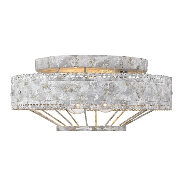 Golden Lighting Ferris 14 in. 2-Light Oyster Flush Mount