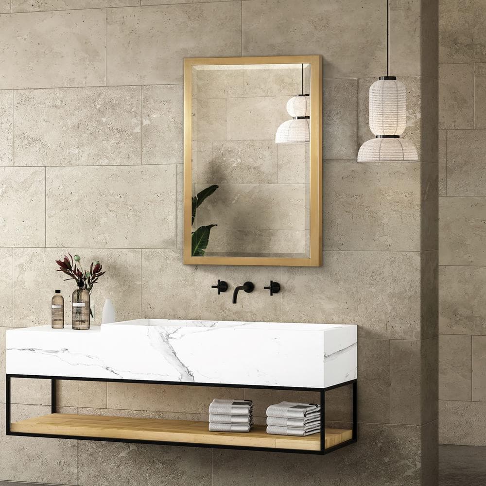Gold Brushed Polystyrene Rectangular Vanity Mirror