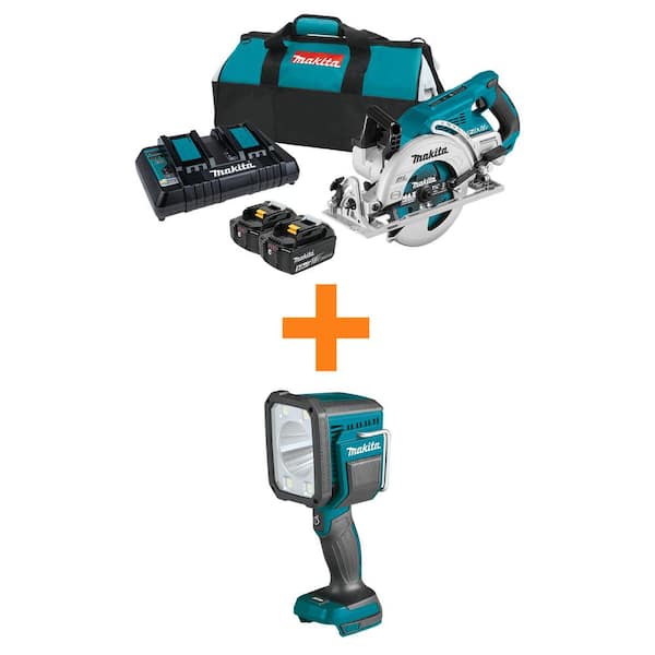 Makita 36V (18V X2) LXT Brushless Rear Handle 7-1/4" Circular Saw Kit (5.0Ah) with bonus 18V Cordless L.E.D. Light, Light Only