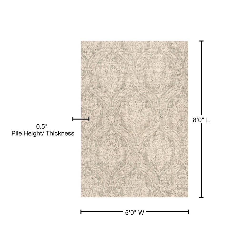 Harmony Abstract Hand-Tufted Wool Round Rug in Gray - 59"