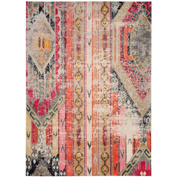 SAFAVIEH Monaco Light Gray/Multi 8 ft. x 11 ft. Distressed Area Rug
