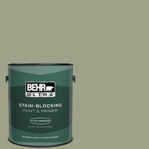 BEHR ULTRA 1 gal. #BXC-82 Potting Moss Extra Durable Semi-Gloss Enamel Interior Paint & Primer