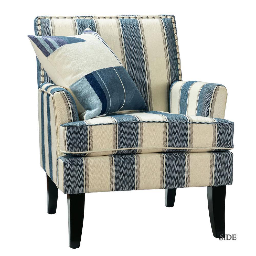 blue and cream striped chair