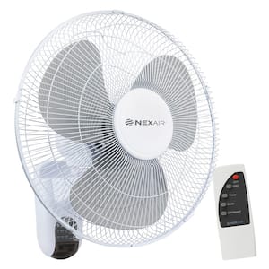 NEXAIR 16 in. Oscillating Wall Mount Fan, Quiet, Remote Control, 3 Speed Adjustable Cooling Fan, 7.5 Hr Auto Off Timer