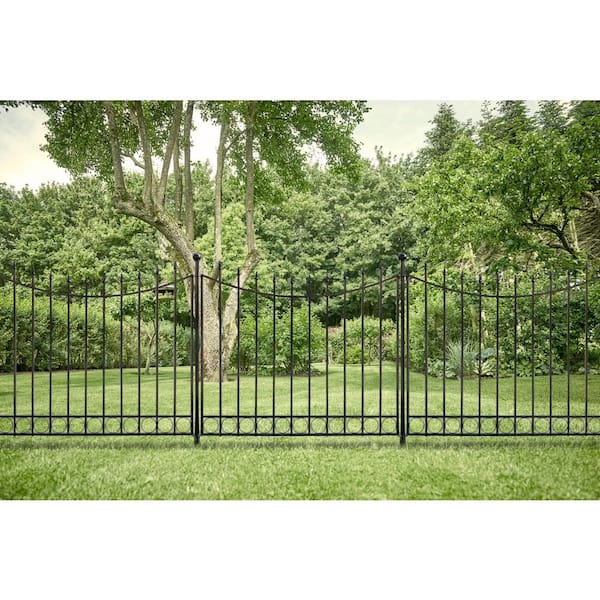Beaumont 40.4 in. H x 49.6 in. W Black Steel 3-Rail Fence Panel (4-Pack)