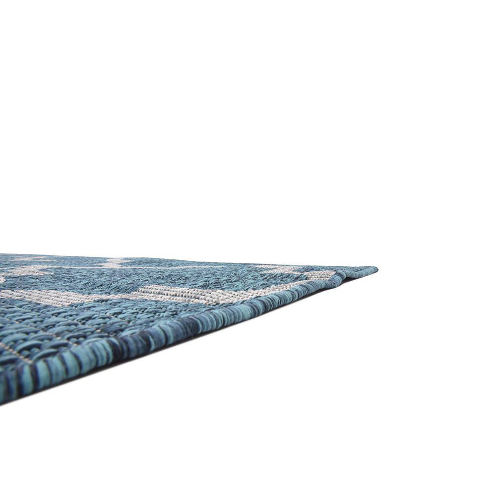 Teal Blue Rectangular Synthetic Outdoor Area Rug - Easy Care and Stain-resistant