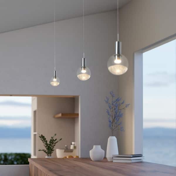 Sienna 5 in. ETL Certified Integrated LED Pendant Lighting Fixture with Globe Shade, Polished Chrome