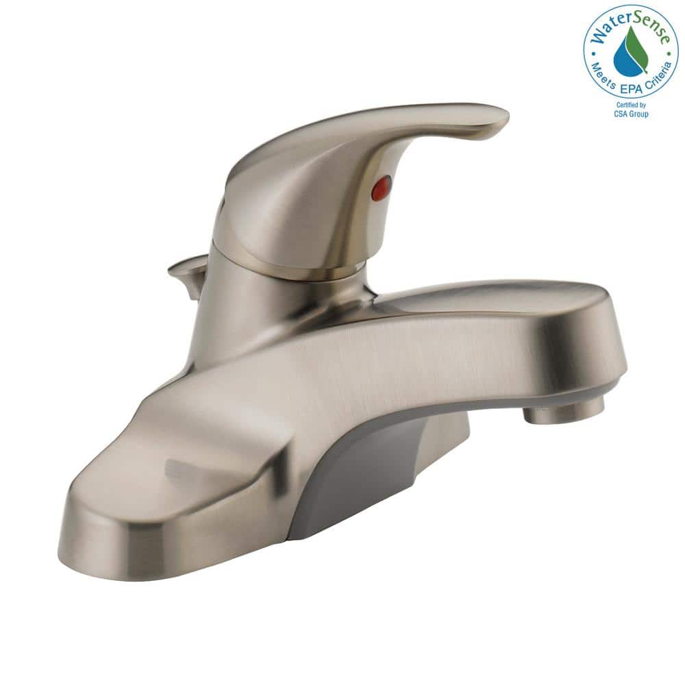 Peerless Centerset Waschbeckenarmatur – Gebürstetes Nickel, Einhandgriff Mit Pop-Up Ablauf