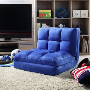 Microsuede Blue Flip Floor Chair Convertible Lounger/Sleeper
