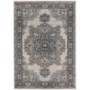 Alexis Laine Taupe/Gray 4 ft. x 6 ft. Transitional Medallion Area Rug