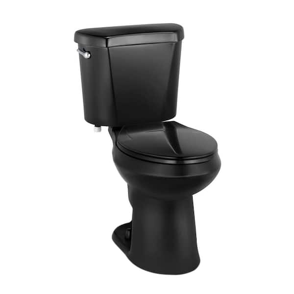 Glacier Bay 12 inch Rough In Two-Piece 1.28 GPF Single Flush Elongated Toilet in Black Seat Included