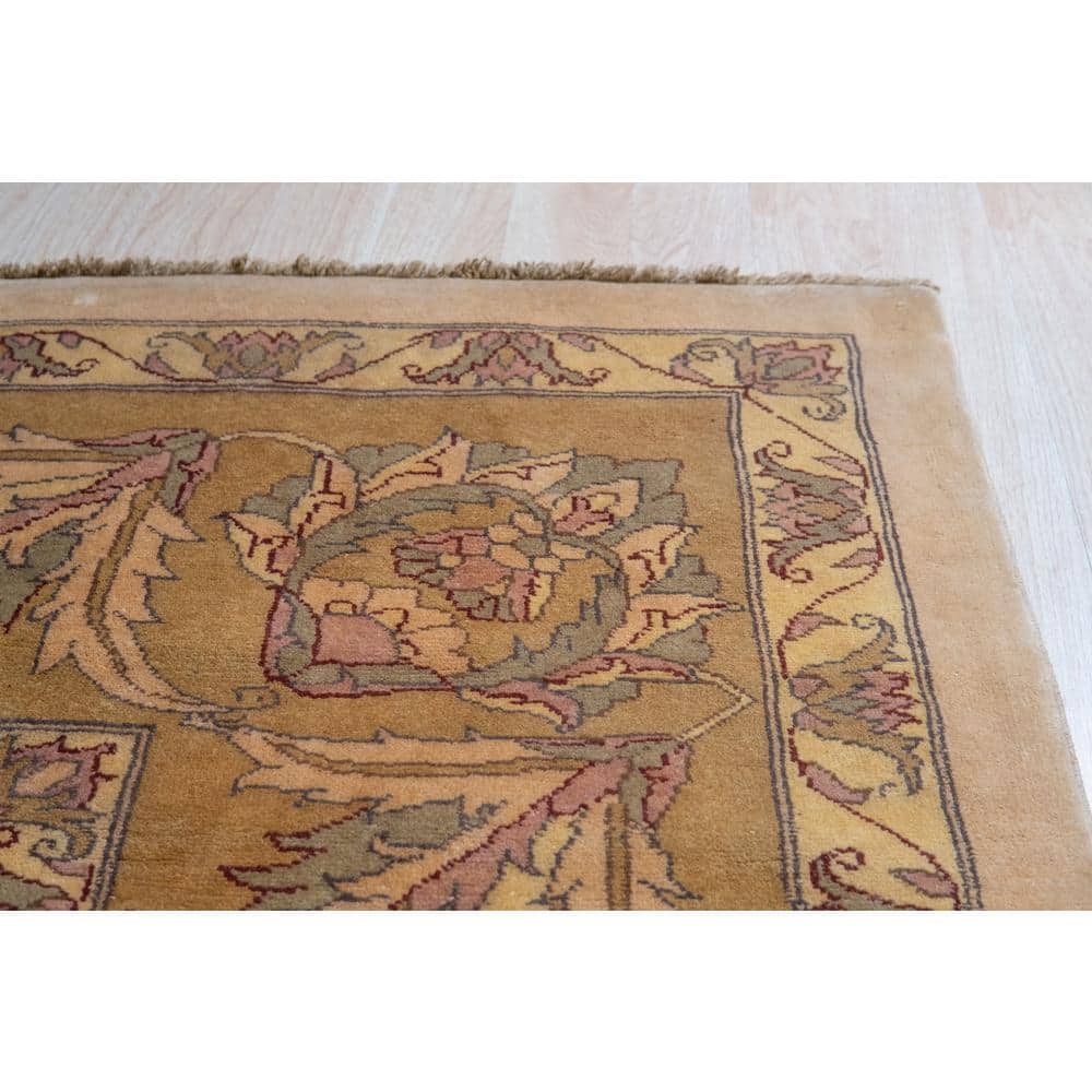 Beige Hand Knotted Wool Agra Rug, 14'10 x 23'6
