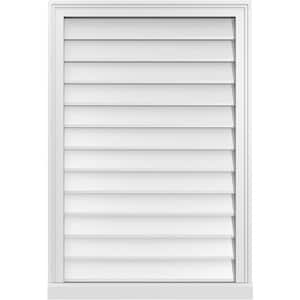 26 in. x 38 in. Vertical Surface Mount PVC Gable Vent: Decorative with Brickmould Sill Frame