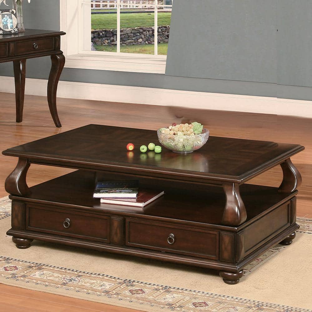 Amado Classic Walnut Rectangular Coffee Table with Storage