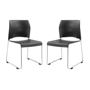 Charcoal Polypropylene Plastic Stack Chair (2-Pack)
