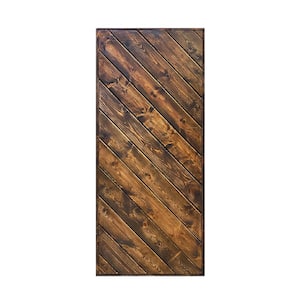 Modern European Series 24 in. x 84 in. Pre Assembled Walnut Stained Solid Wood Interior Sliding Barn Door Slab