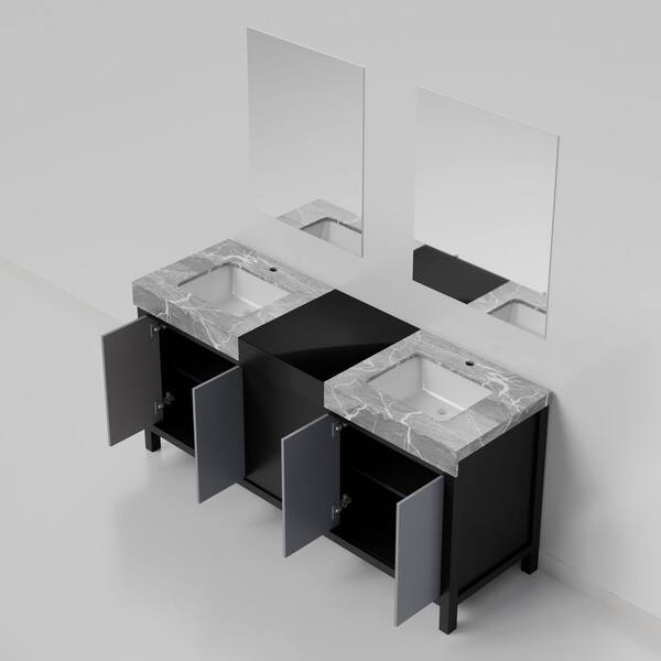 Lexora Zilara 72 in W x 22 in D Black and Grey Double Bath Vanity