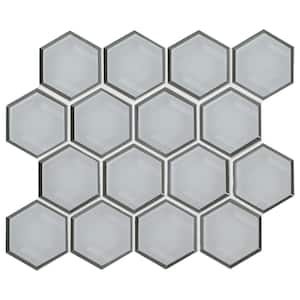 Ice Beveled 3 in. Hexagon 12 in. x 11 in. Glass Mesh-Mounted Mosaic Wall Tile (0.89 sq. ft./Each)