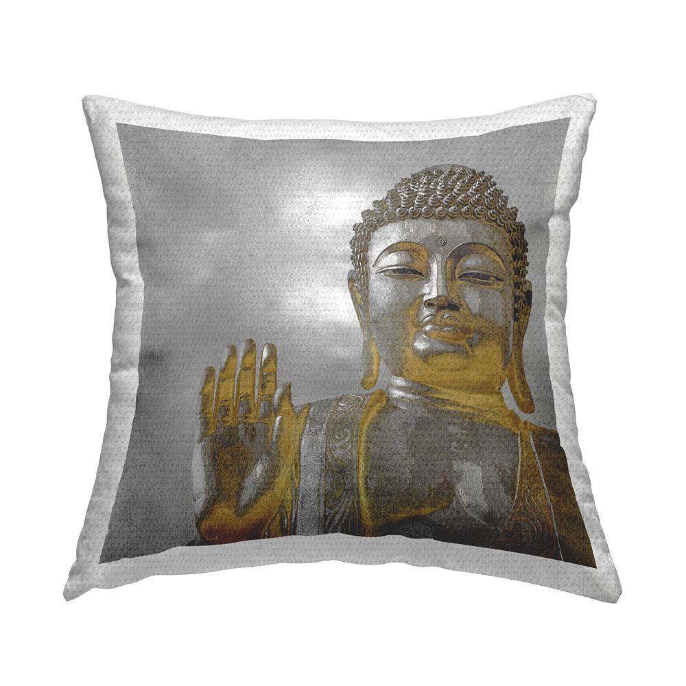 Sacred Buddha Religious Zen Silver Square Outdoor Throw Pillow price history on PriceWatchPro