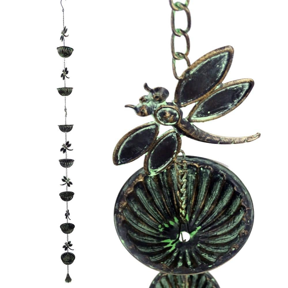 Metal Hanging Dragonfly Chain Rain Catcher