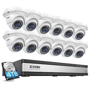 4K UHD 16-Channel POE NVR Security Camera System with 4TB HDD and 12 Wired 5MP Outdoor IP Dome Cameras