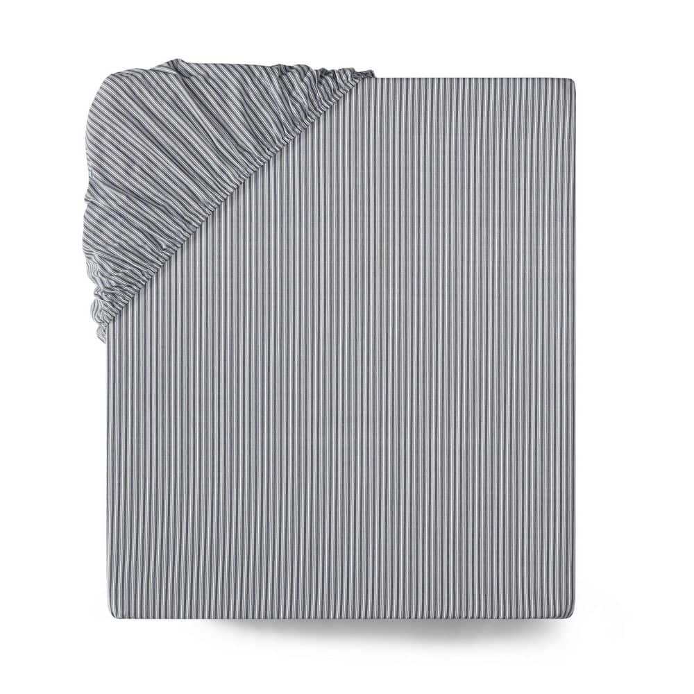 Highland Ticking Stripe 1-Piece White/Navy Blue Cotton Percale Twin Xl Fitted Sheet price history on PriceWatchPro
