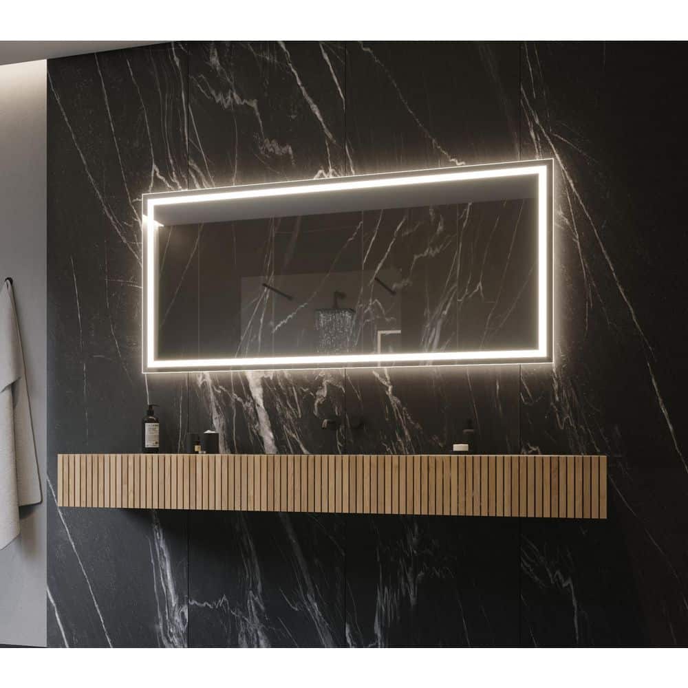 Harmony 60 in. W x 28 in. H Rectangular Frameless Wall Mounted Bathroom Van