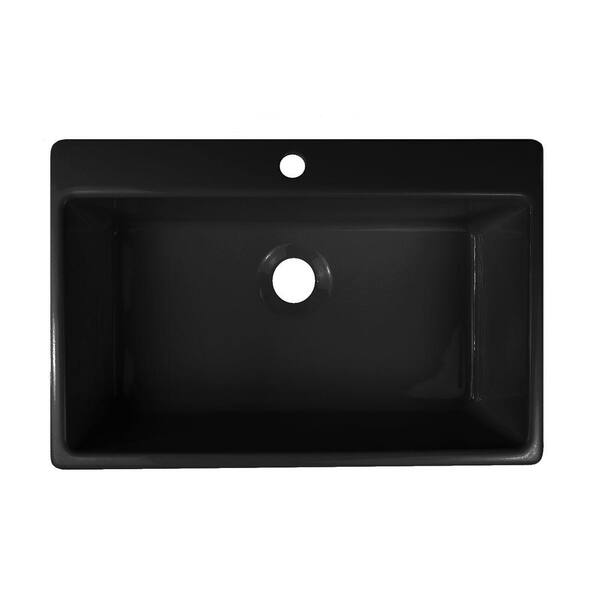 Lyons Industries Essence Drop-In Acrylic 33x22x9 in. 1-Hole Single Basin Kitchen Sink in Black