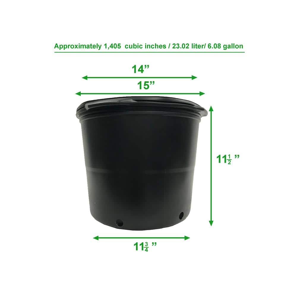 Medium Black BPA-Free Plastic Round Nursery Pots, 24-Pack