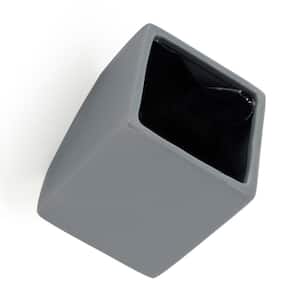 Cube 5 1/2 in. x 6 in. Dark Grey Ceramic Wall Planter
