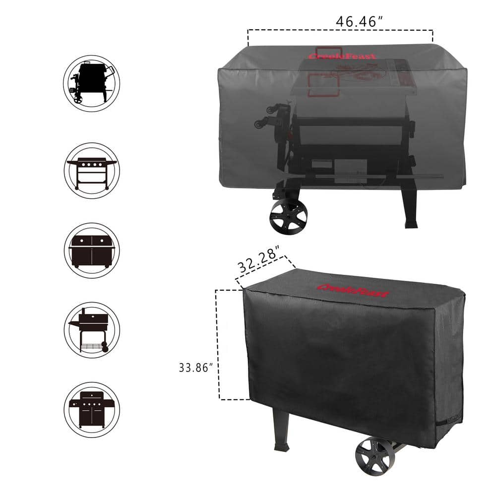 Creole Feast 47" Black Heavy-Duty Waterproof Grill Cover