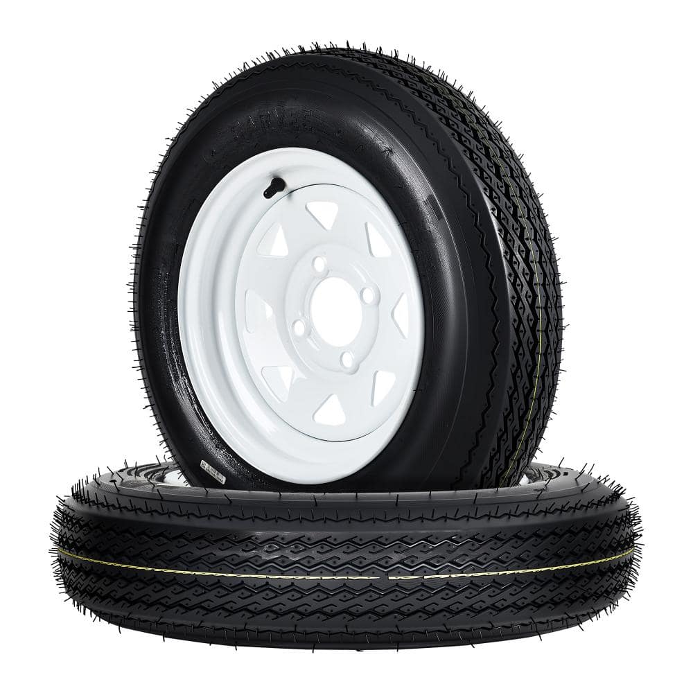 2-Pack 4.80-12 Trailer Tires on 12” White Rims, 4 Lug on 4” Bolt Pattern, Load Range C 6PR, 990 lbs price history on PriceWatchPro